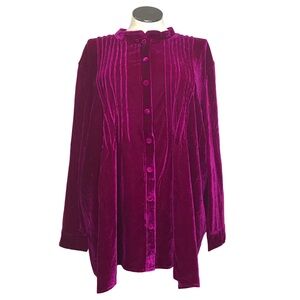 Ulla Popken Velvet Tunic Top Women’s Size 32/34 Color Burgundy Long Sleeve’s